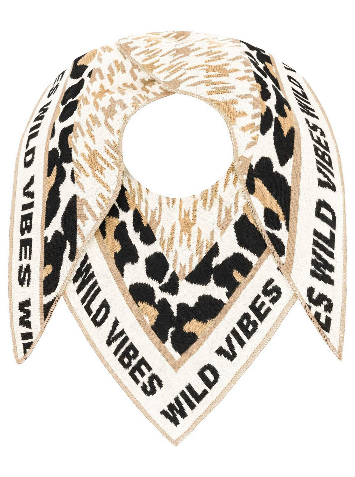 Zwillingsherz - Dreieckstuch/Schal „Wild Vibes Hahnentritt“ Baumwolle - Beige