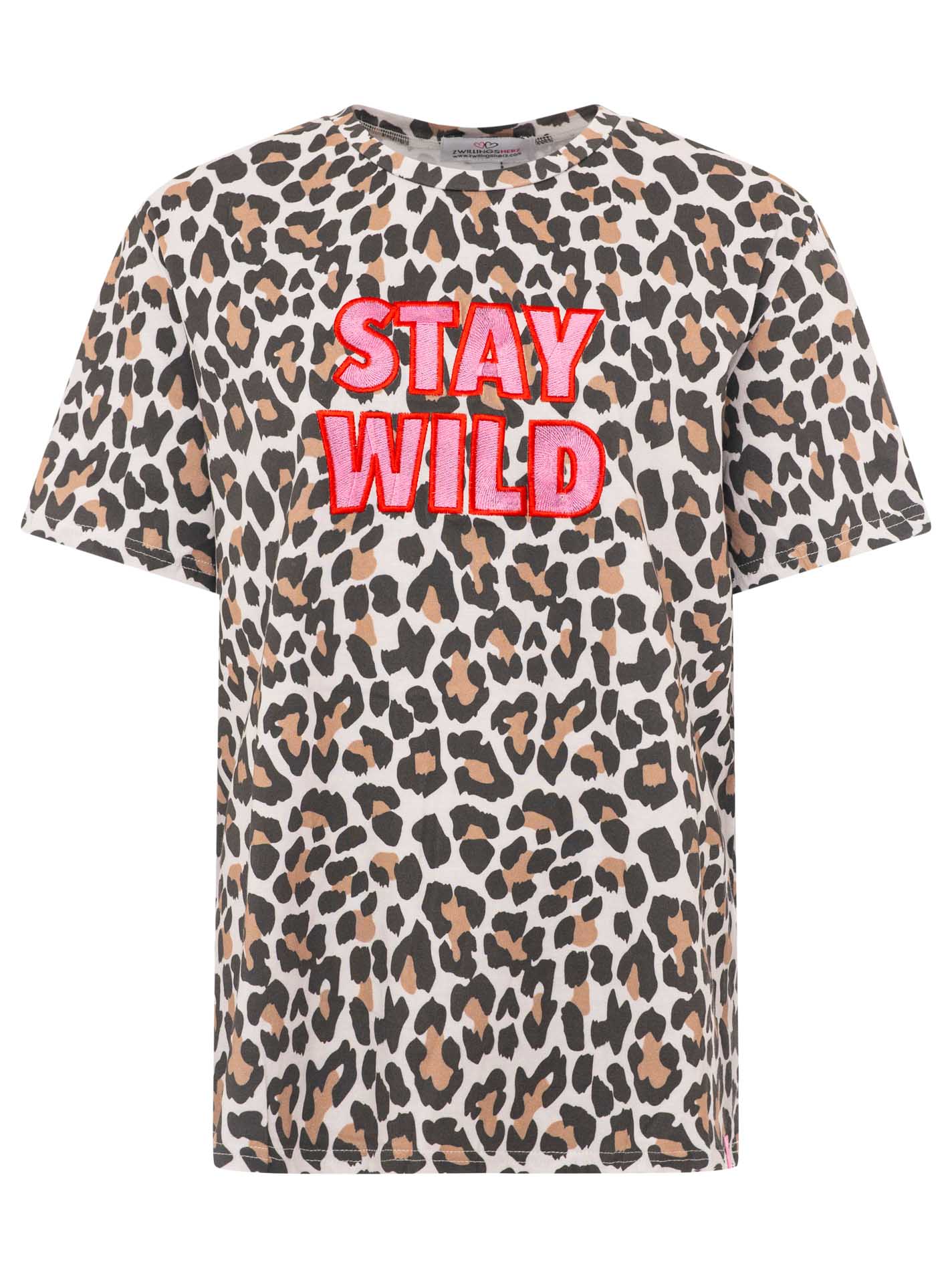 Zwillingsherz - T-Shirt "Stay Wild" - Beige/Pink