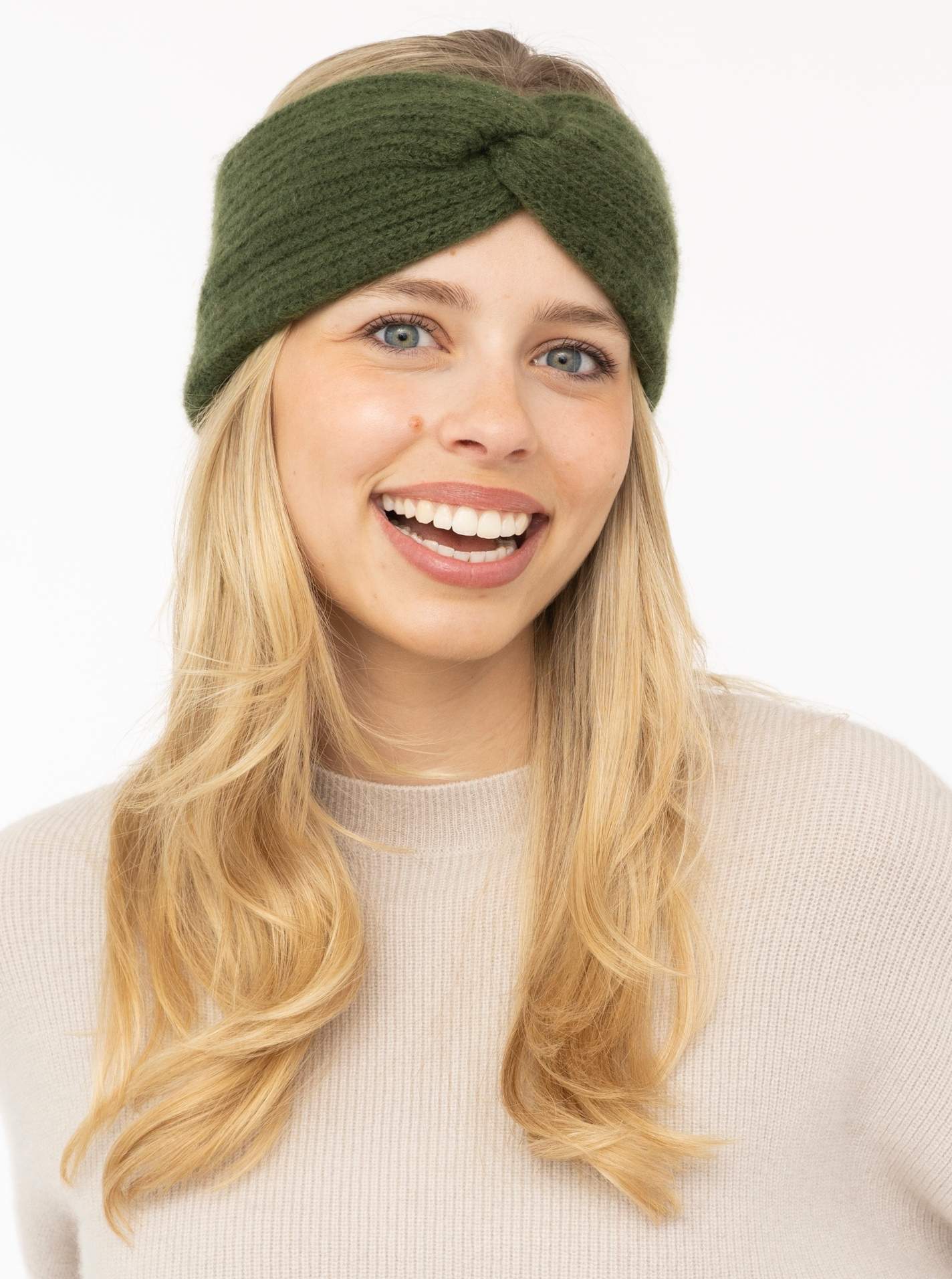 Zwillingsherz Cashmere Stirnband Rippe Olive