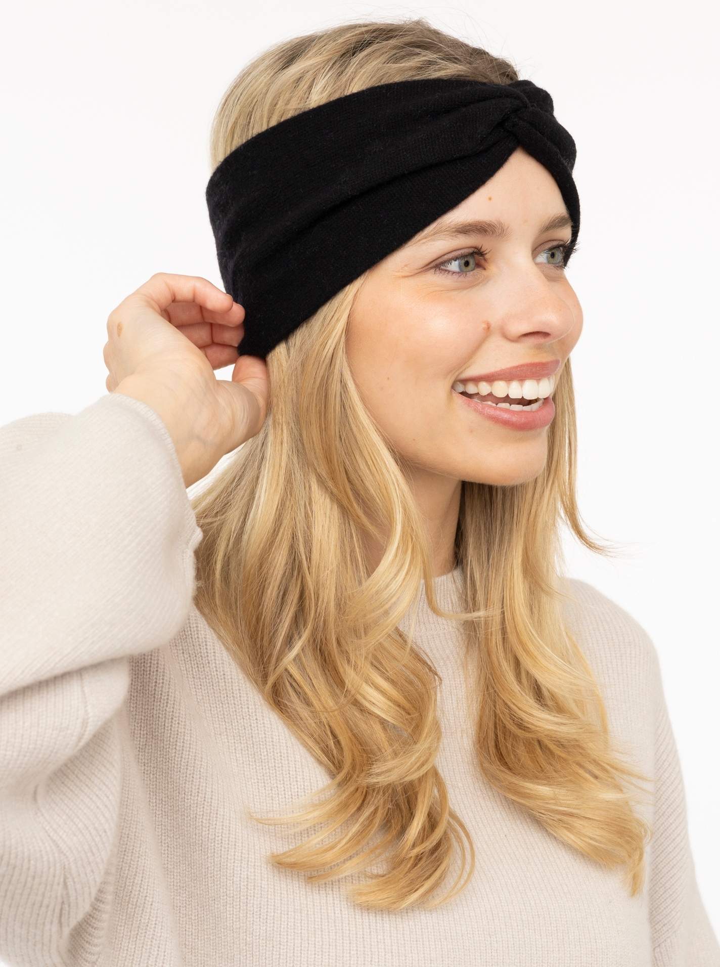 Zwillingsherz Cashmere Stirnband Classic Schwarz