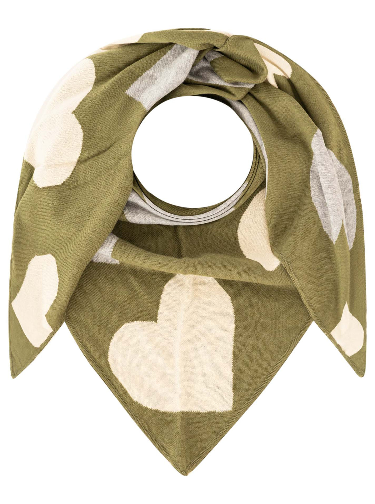 Zwillingsherz Dreieckstuch Viskose Herzen Olive