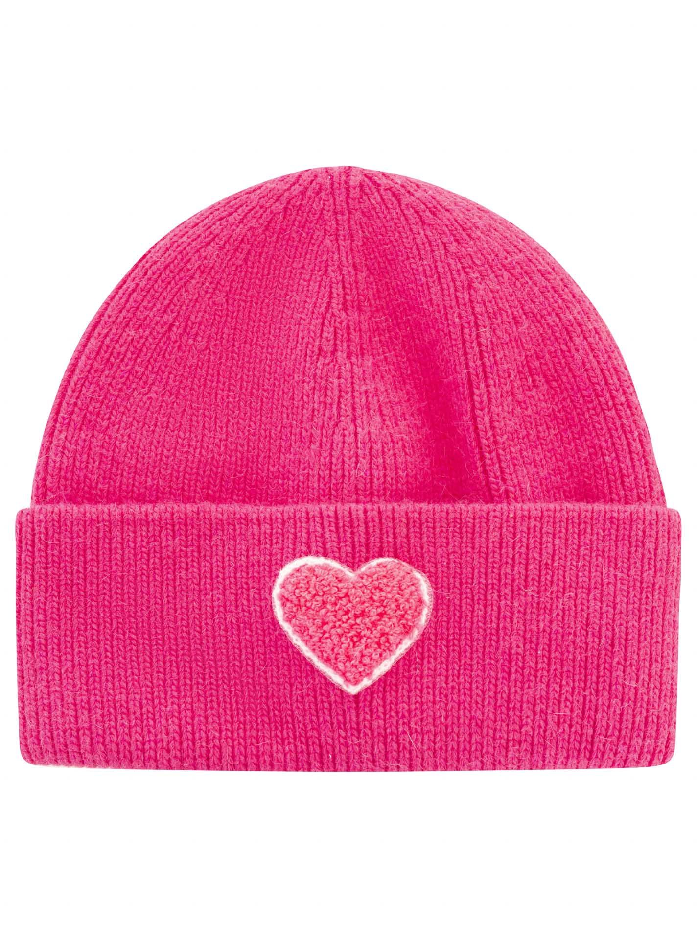 Zwillingsherz Umschlagmütze Wollmix Herz Pink