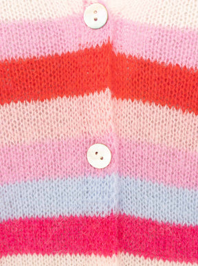 Zwillingsherz - "Cardigan Alpaka Perlmutt Streifen" - Pink/Rosa