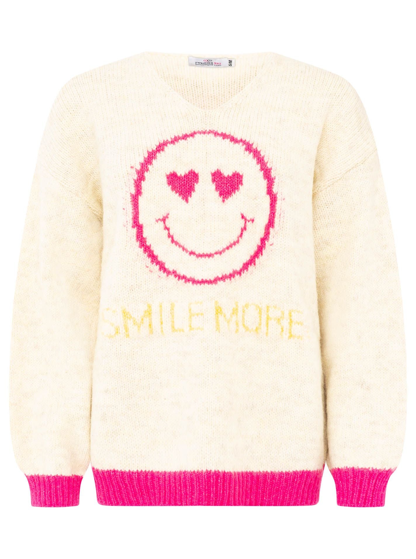 Zwillingsherz Pullover Wollmix Smile More - Hellbeige