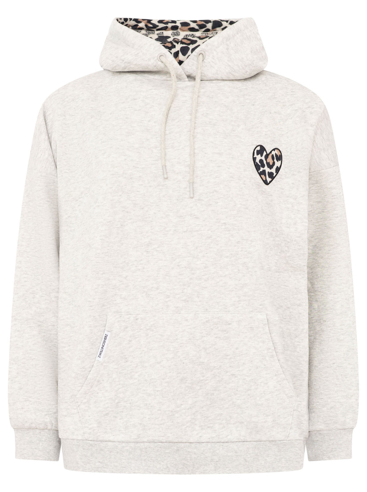 Oversized Hoody Leo Herz Hellgrau Vorderansicht