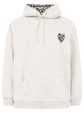 Oversized Hoody Leo Herz Hellgrau Vorderansicht