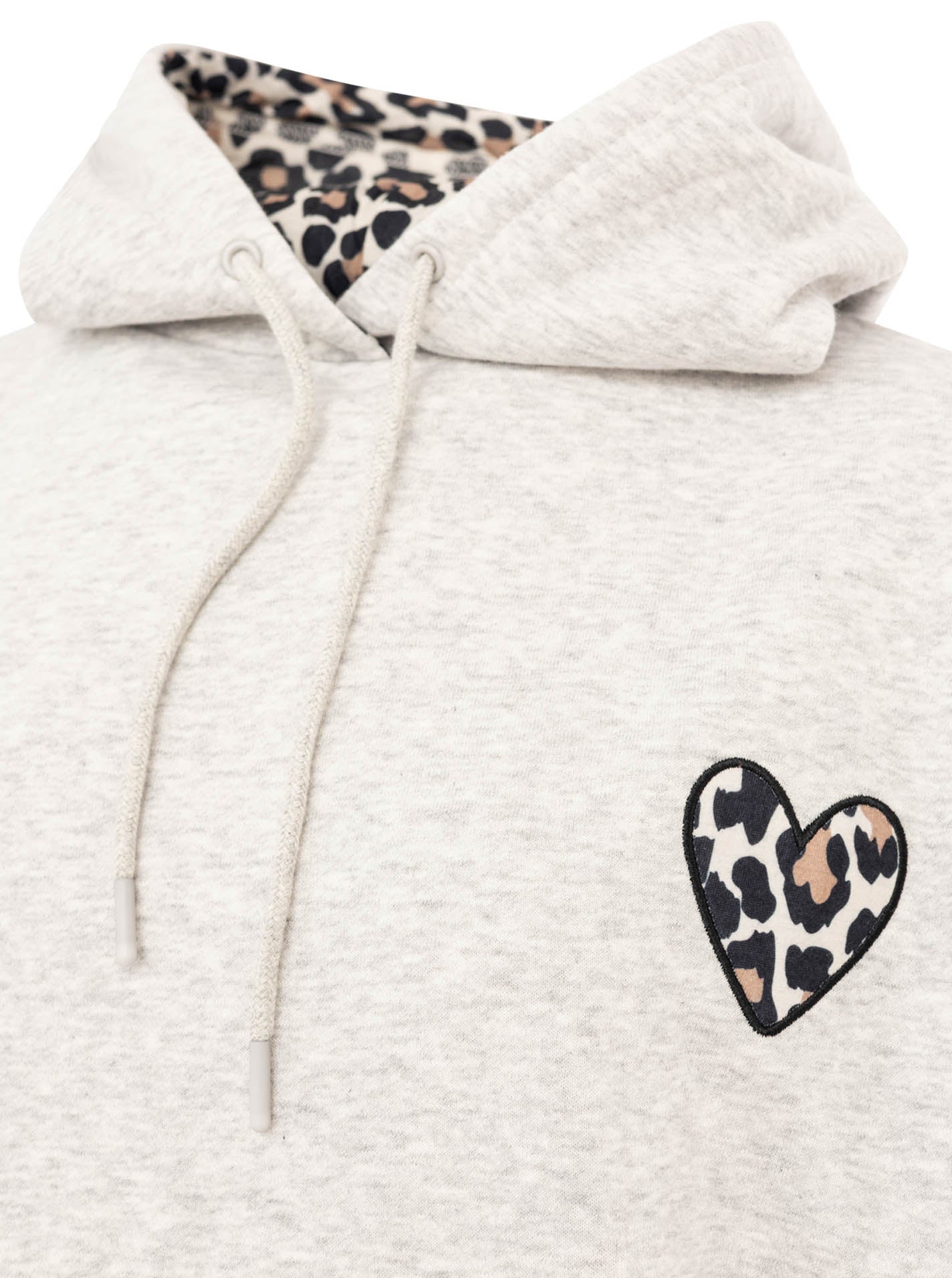 Oversized Hoody Leo Herz Hellgrau Detail Kapuze