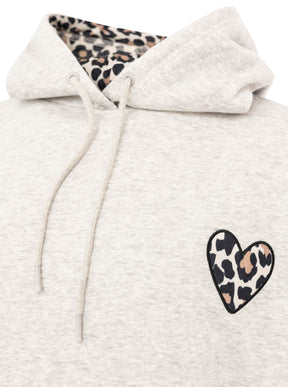 Oversized Hoody Leo Herz Hellgrau Detail Kapuze