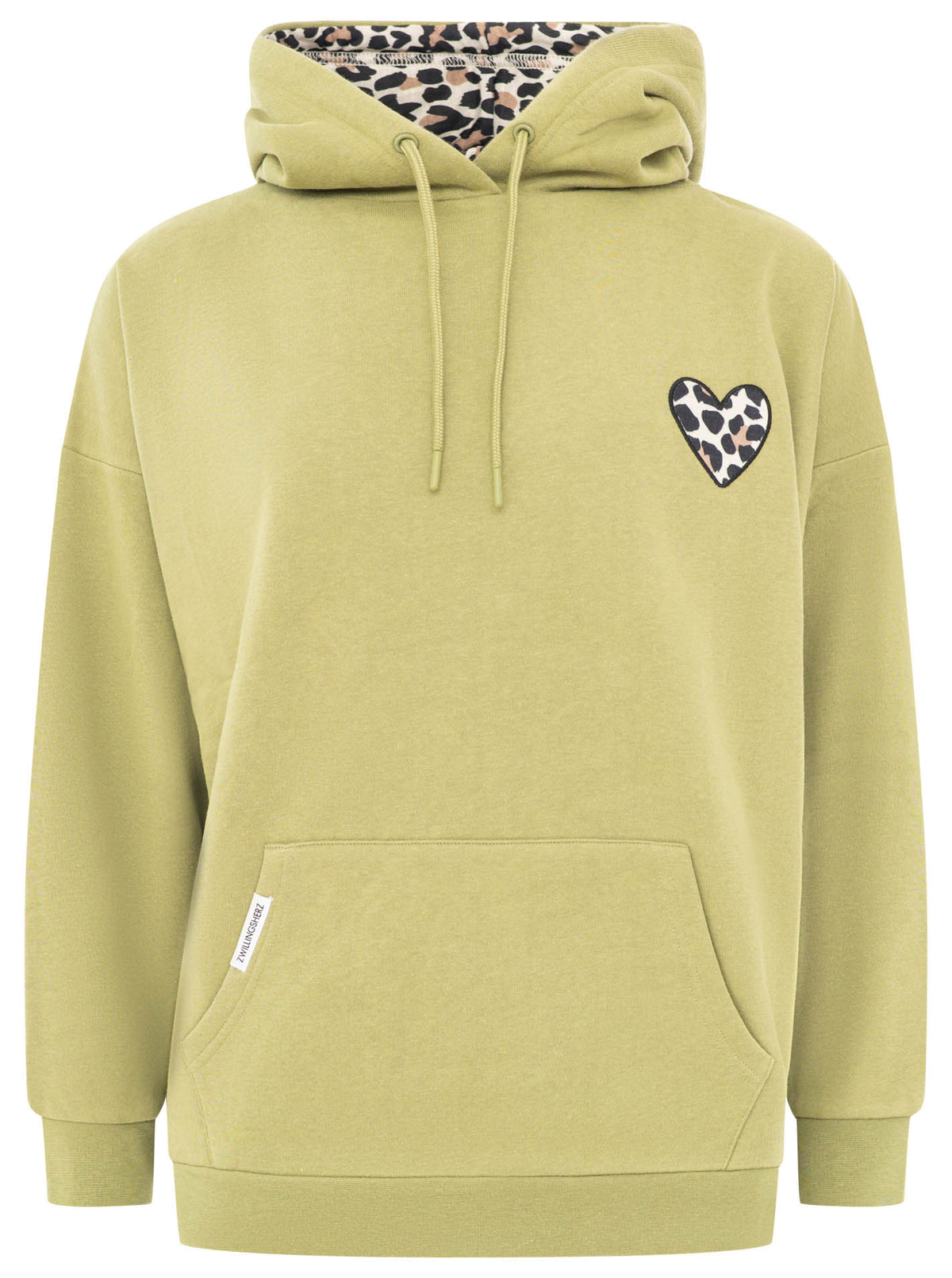 Oversized Hoody Leo Herz Olive Vorderansicht