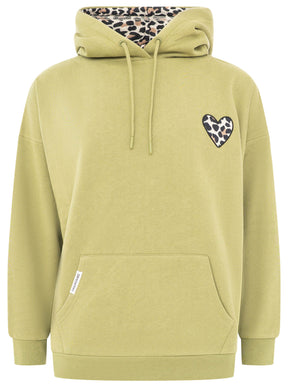 Oversized Hoody Leo Herz Olive Vorderansicht