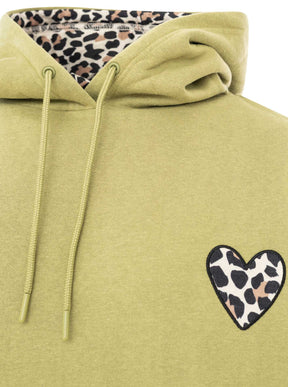 Oversized Hoody Leo Herz Olive Detail Kapuze