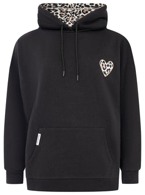 Oversized Hoody Leo Herz Schwarz Vorderansicht