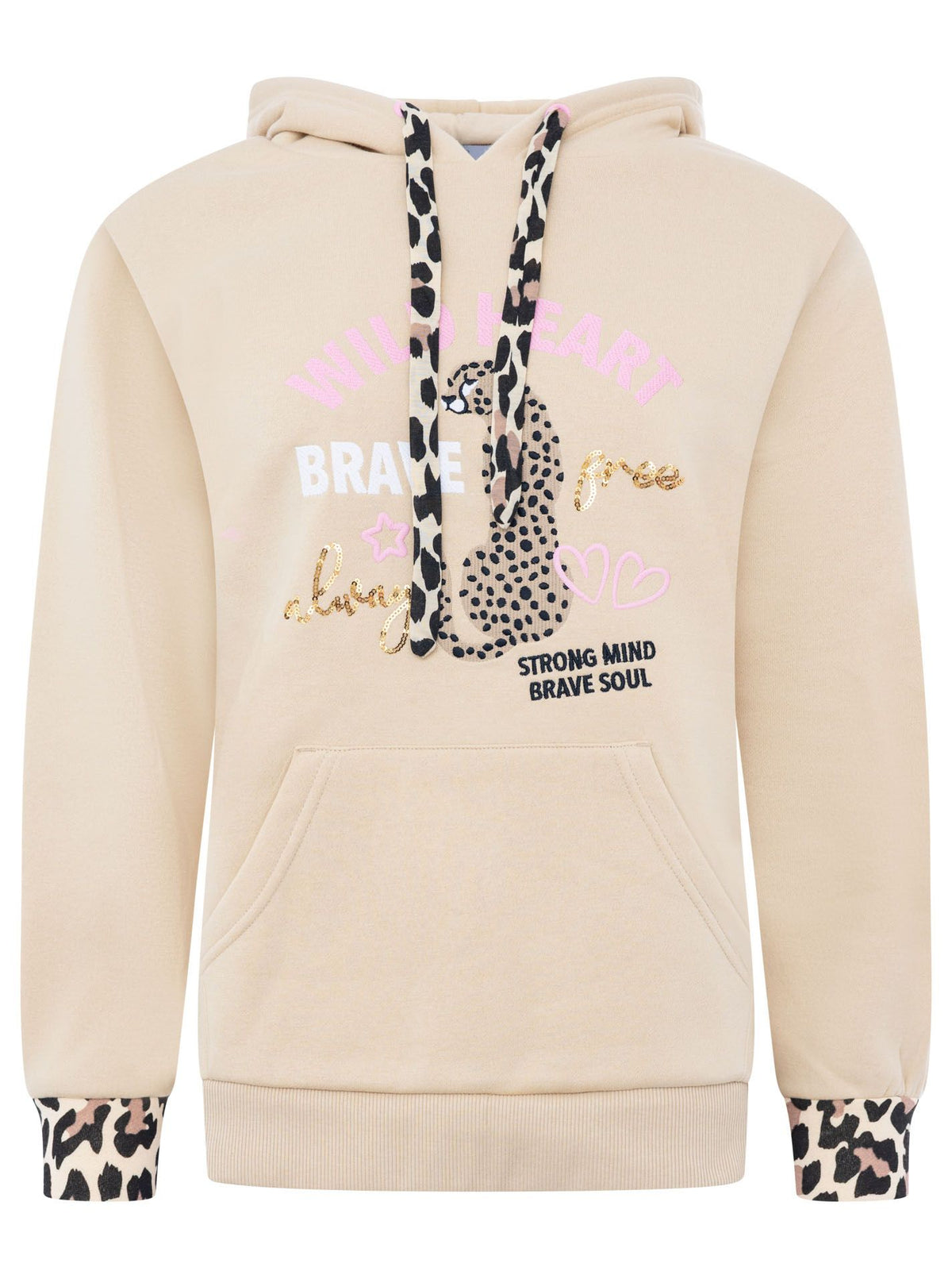 Zwillingsherz - Hoodie/Sweatshirt "Leo Wild Heart" - Beige