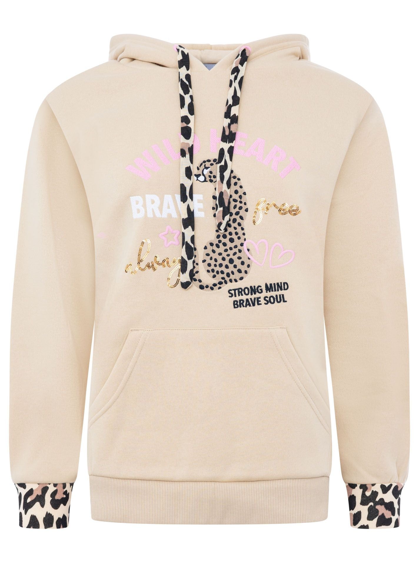 Zwillingsherz - Hoodie/Sweatshirt "Leo Wild Heart" - Beige