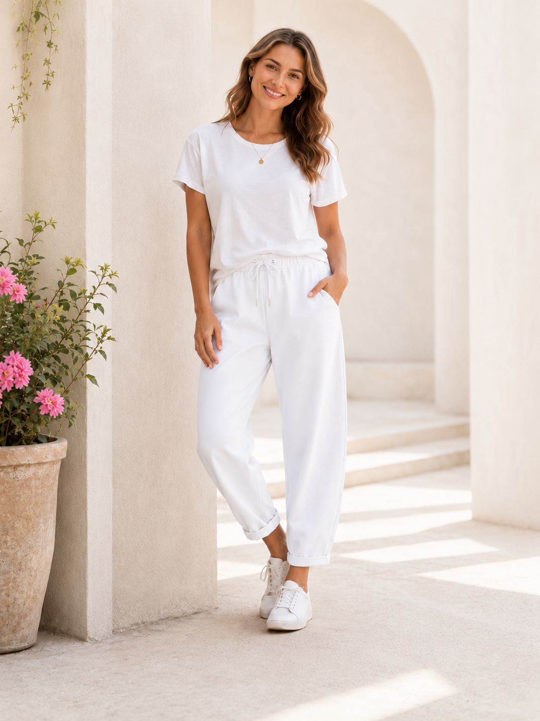 Stilvolle Barrel Joggpants - Weiß