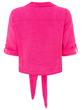 Zwillingsherz - 100% Leinen Bluse mit Knopfleiste - Pink