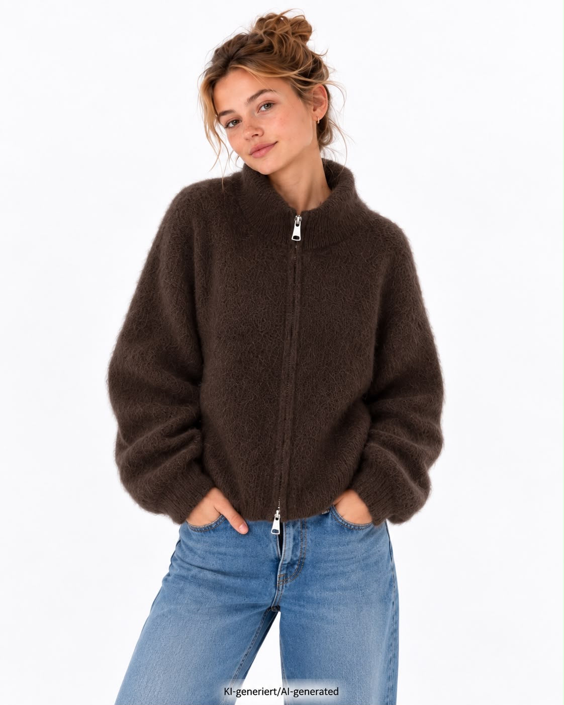 Flair - Kid Mohair Zip Jacke - Dunkelbraun