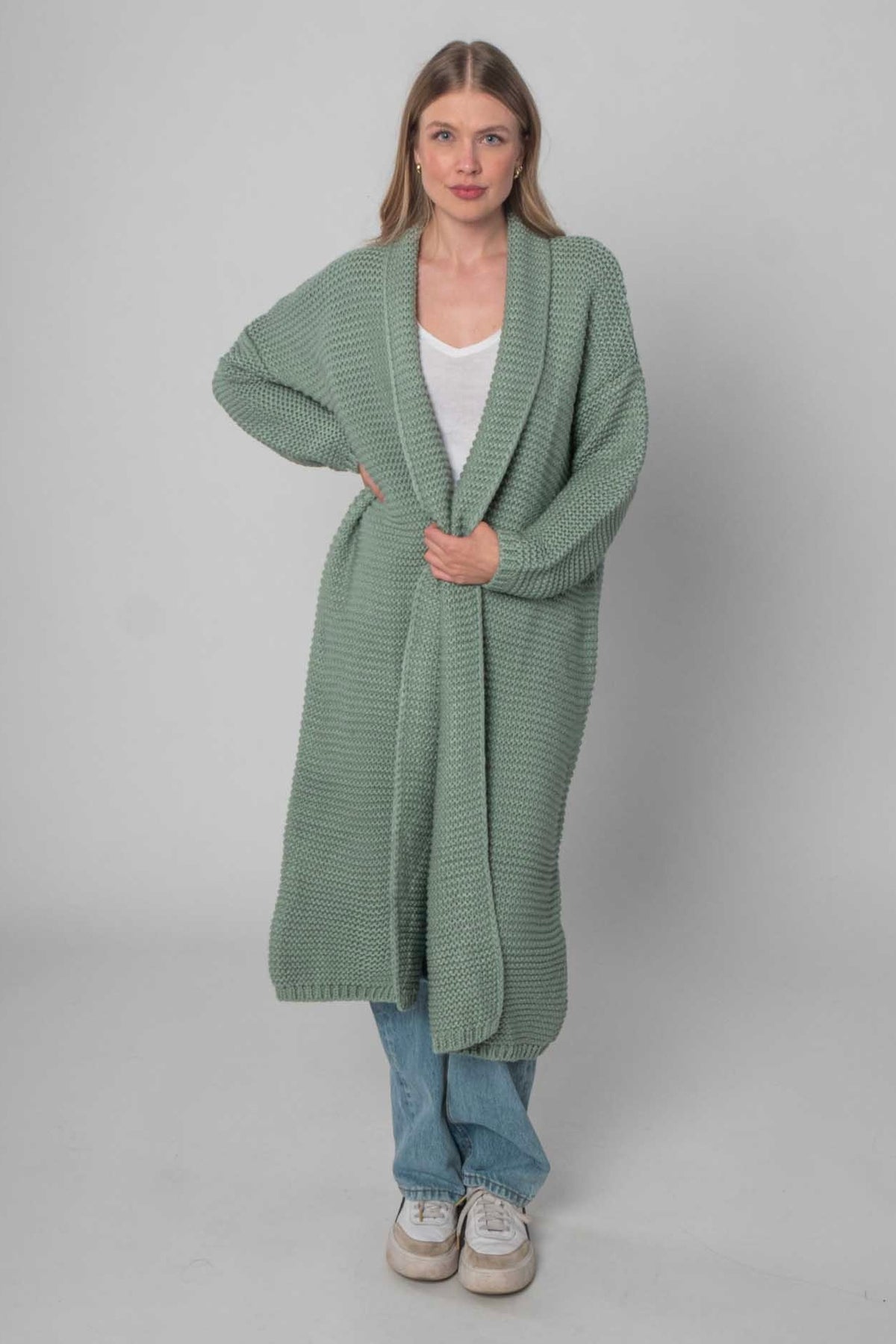 Flair - Strickjacke lang - Khaki