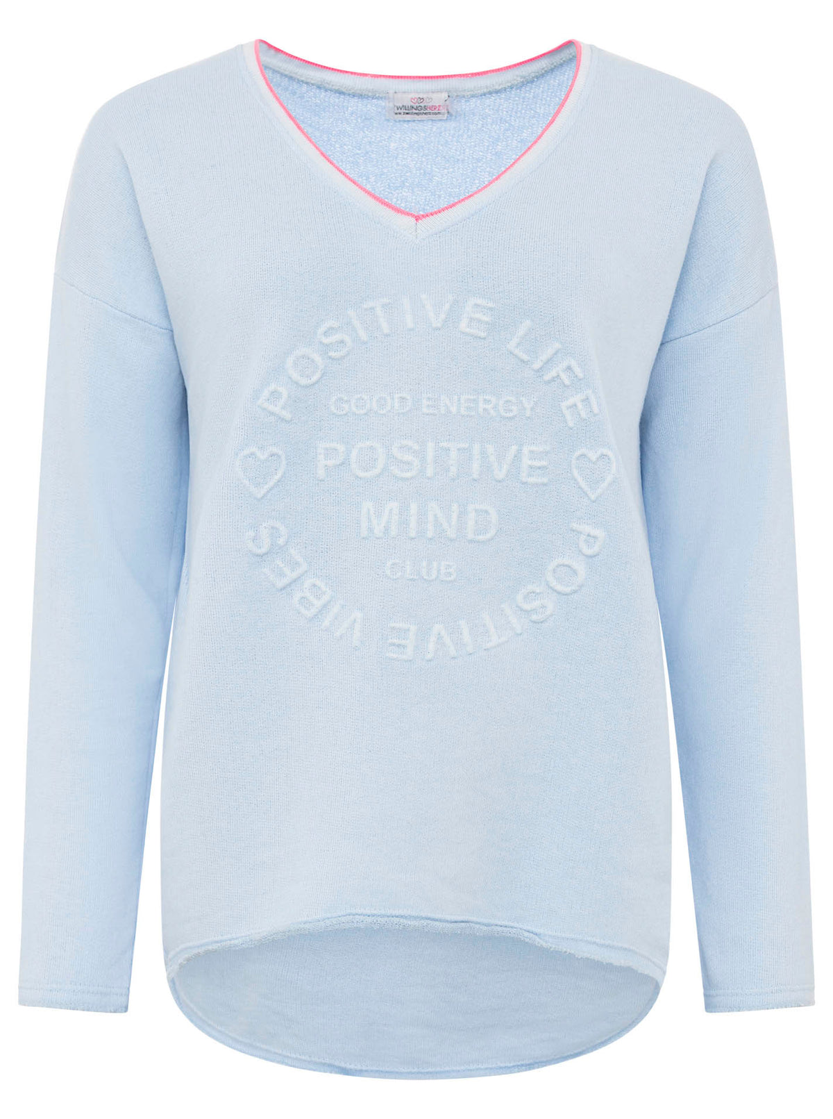 Zwillingsherz -  Sweatshirt "Positive Mind" Neonkante - Hellblau/Pink