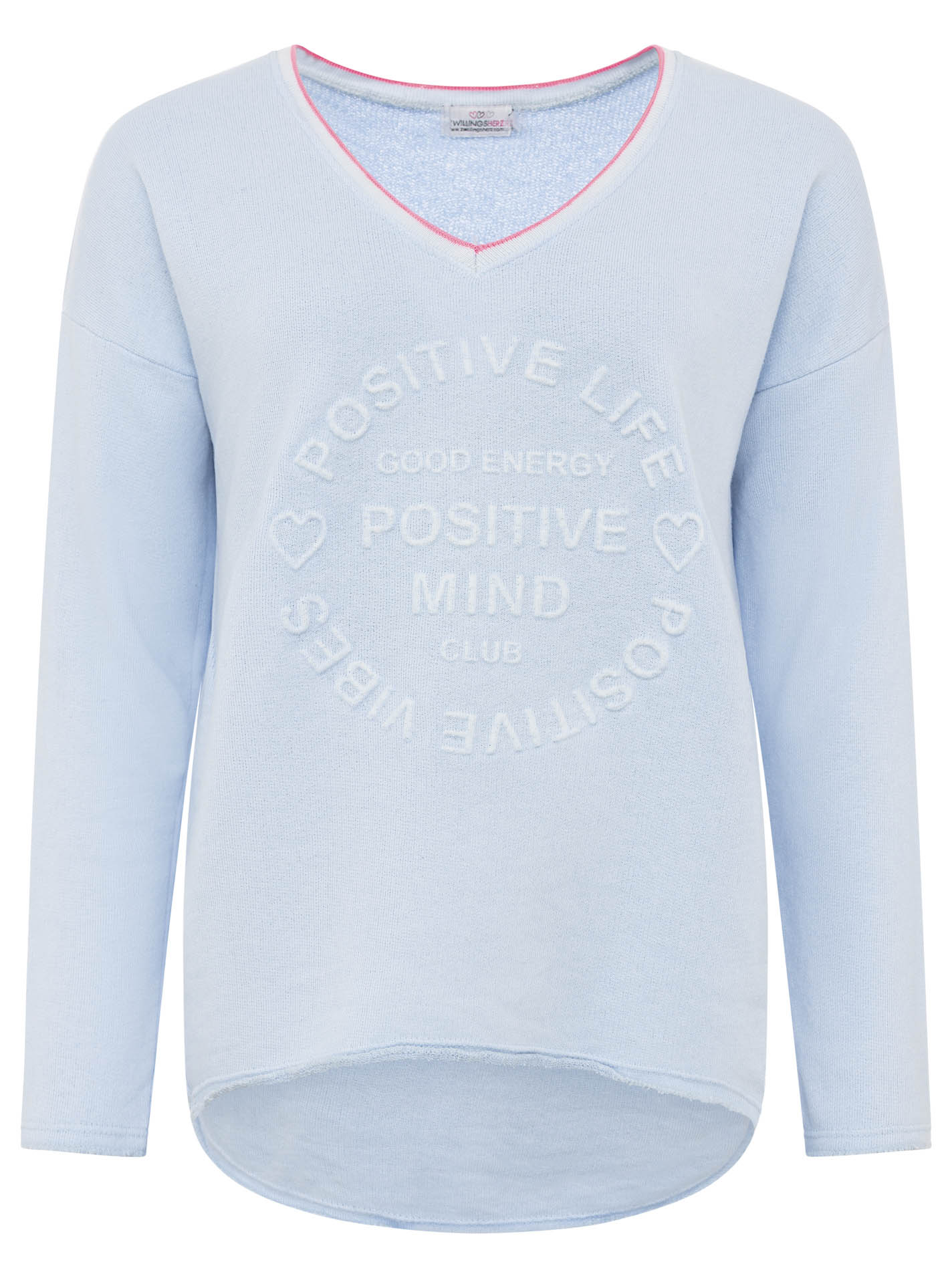 Zwillingsherz -  Sweatshirt "Positive Mind" Neonkante - Hellblau/Pink