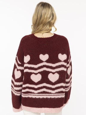 Zwillingsherz Pullover "Lovely" - Bordeaux