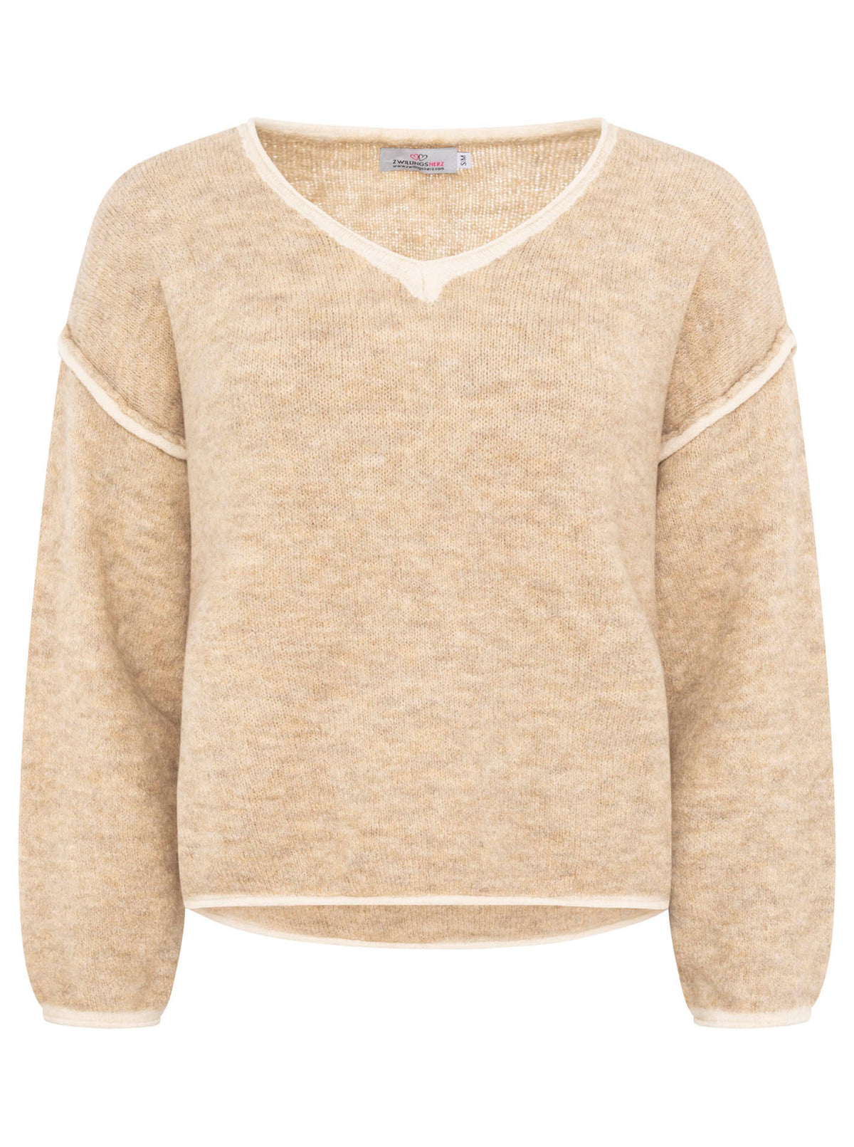 Zwillingsherz Pullover mit Naht - Beige