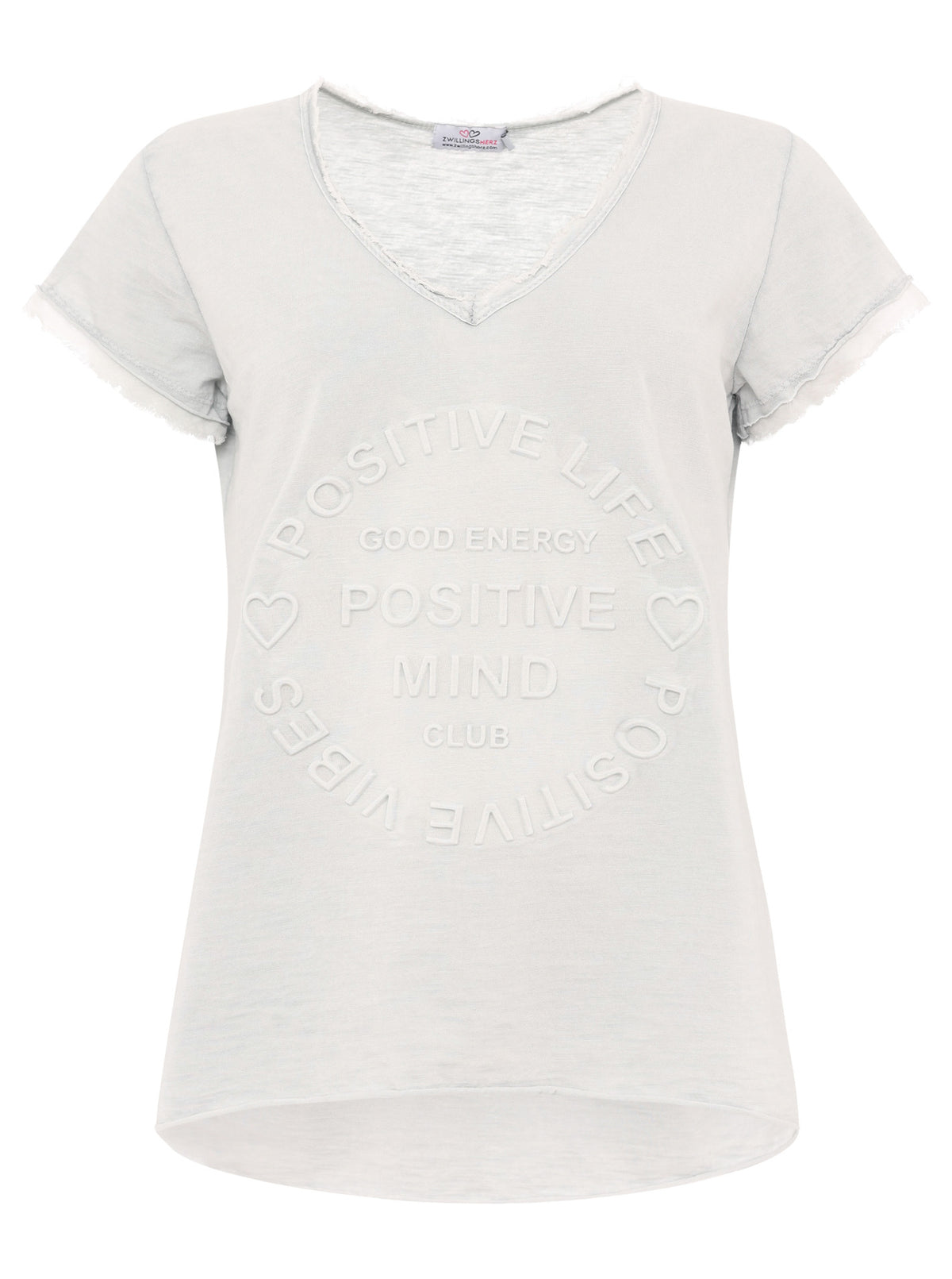 Zwillingsherz - Oversized T-Shirt "Positive Mind" - Hellgrau