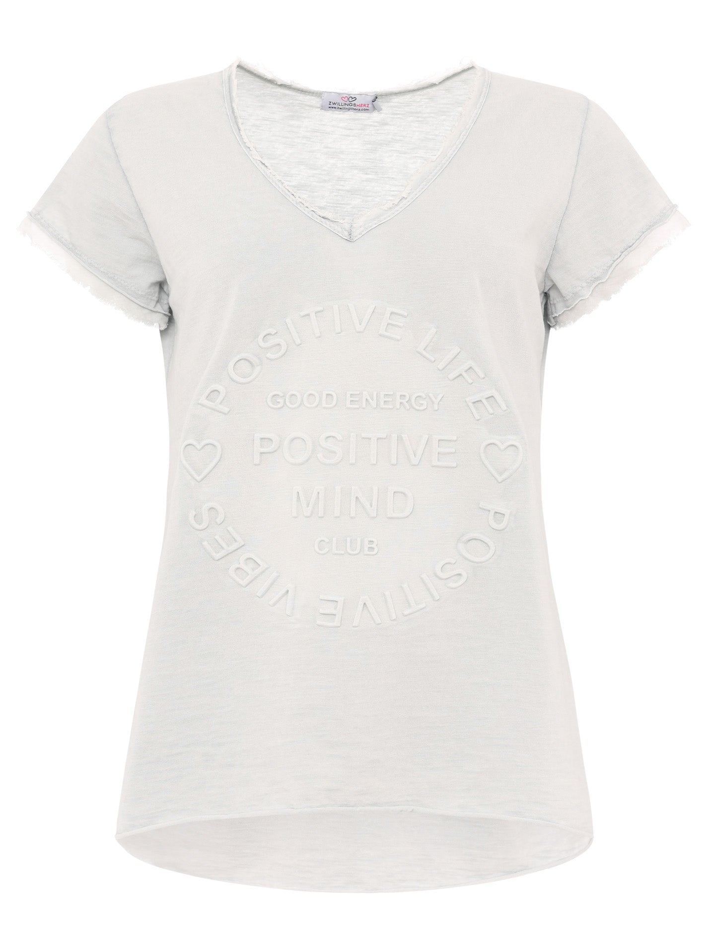 Zwillingsherz - Oversized T-Shirt "Positive Mind" - Hellgrau