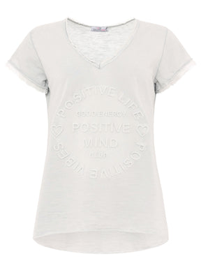 Zwillingsherz - Oversized T-Shirt "Positive Mind" - Hellgrau