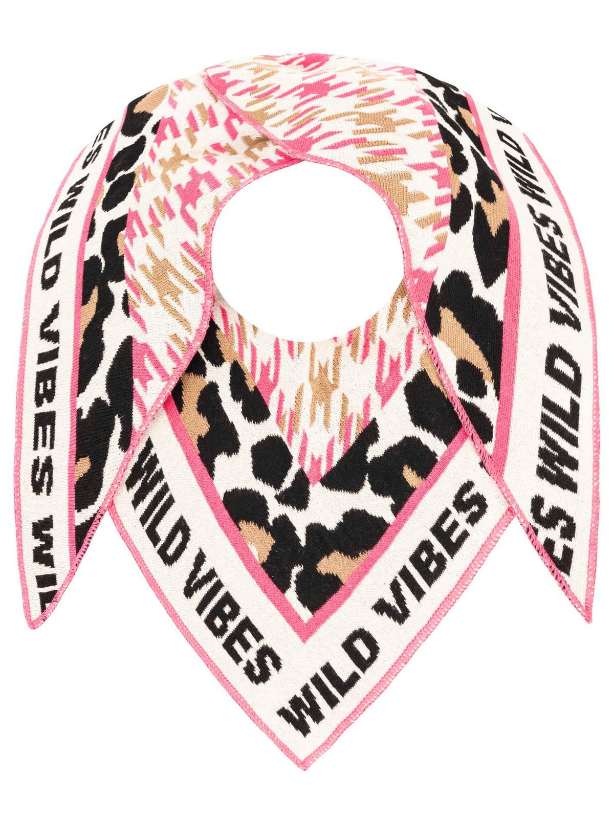 Zwillingsherz Schal - Dreieckstuch "Wild Vibes Leo" Baumwolle - Beige/Pink