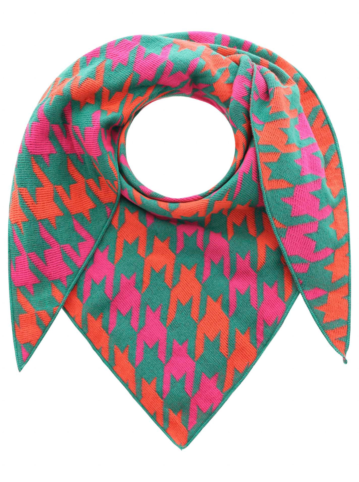 Zwillingsherz Dreieckstuch Cashmere Hahnentritt Neon Grün