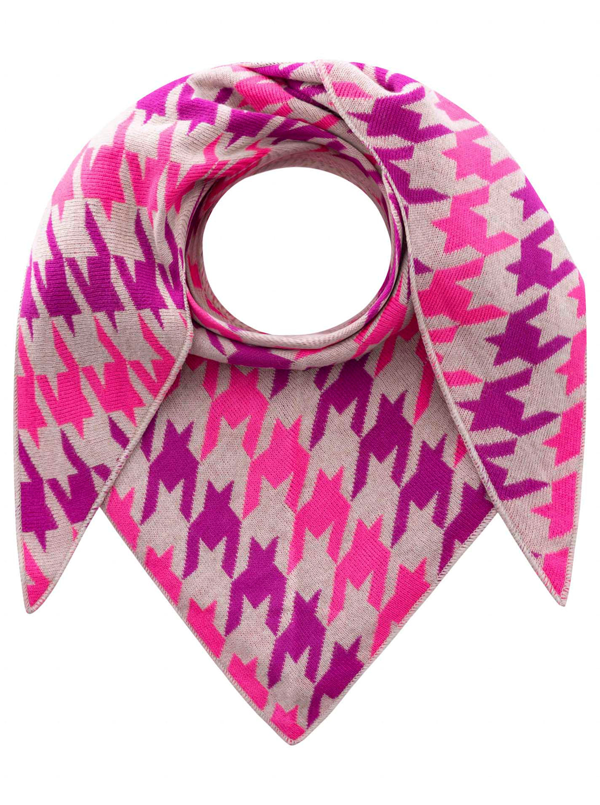 Zwillingsherz Dreieckstuch Cashmere Hahnentritt Neon Lila
