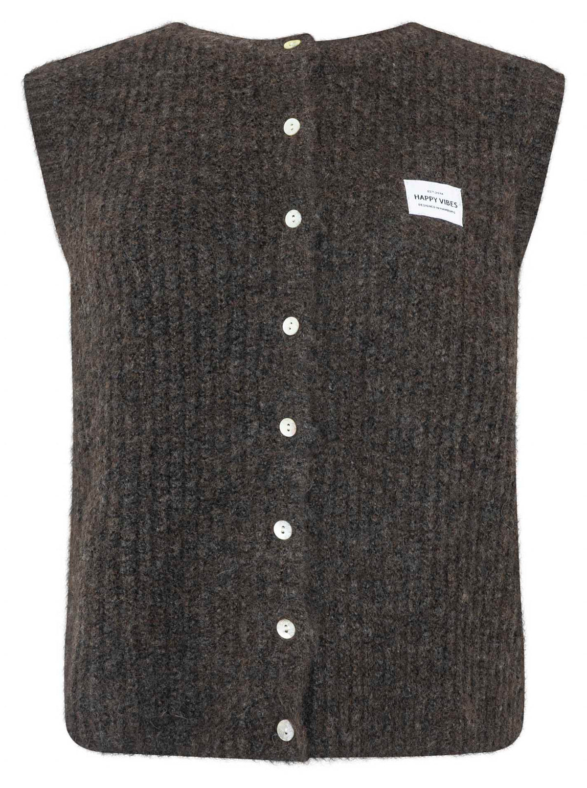 Zwillingsherz Strickweste "Knöpfe & Patch" - Braun