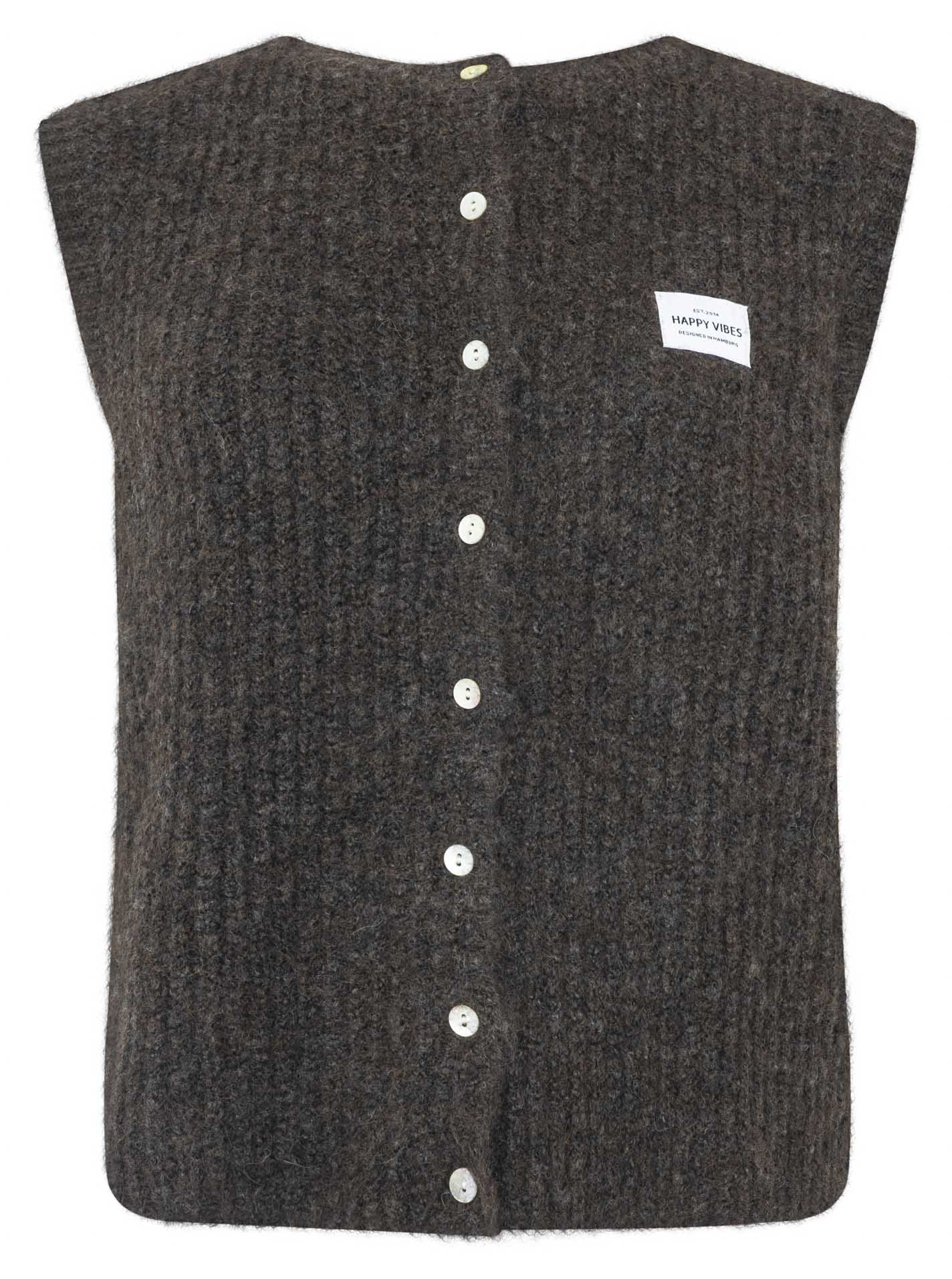 Zwillingsherz Strickweste "Knöpfe & Patch" - Braun