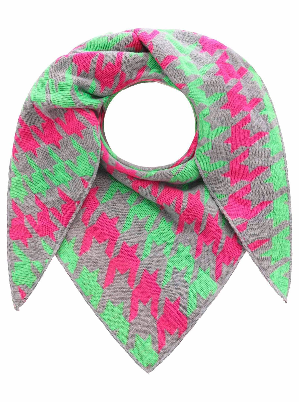 Zwillingsherz Dreieckstuch Cashmere Hahnentritt Neon Mint