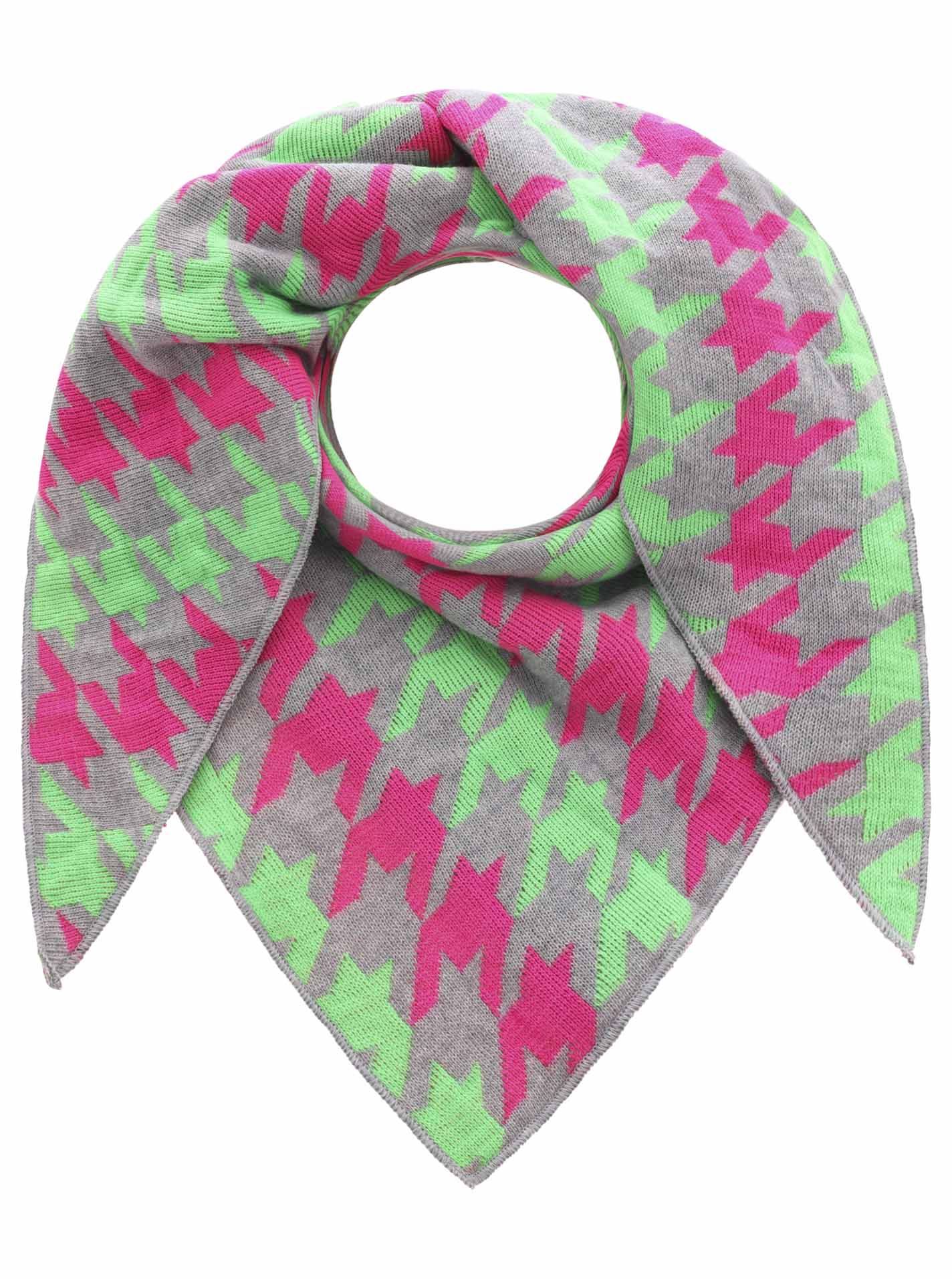 Zwillingsherz Dreieckstuch Cashmere Hahnentritt Neon Mint