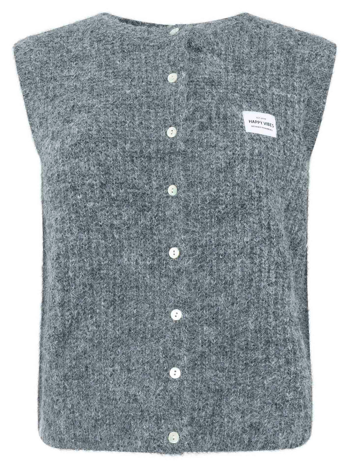 Zwillingsherz Strickweste "Knöpfe & Patch" - Dunkelgrau
