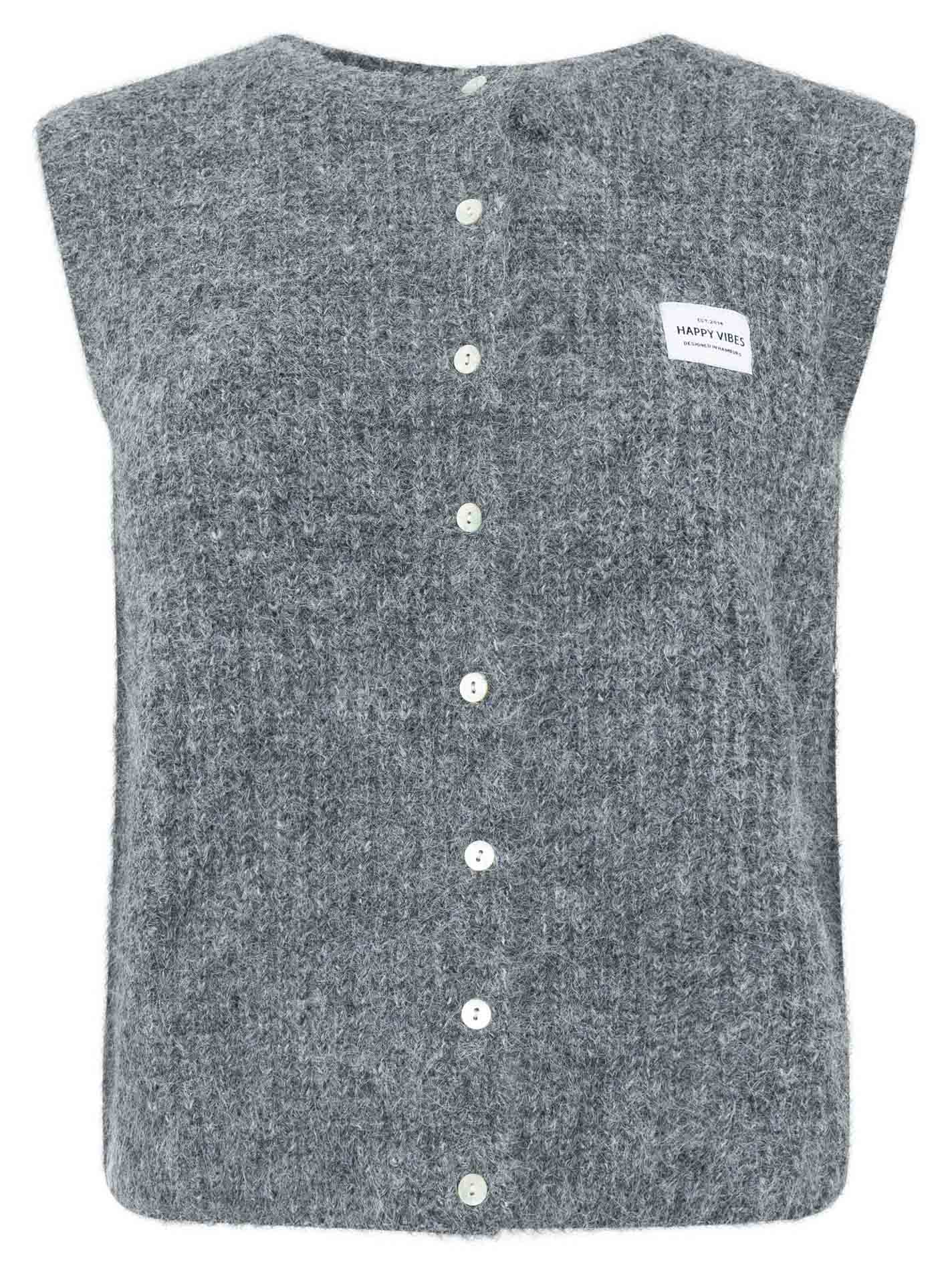 Zwillingsherz Strickweste "Knöpfe & Patch" - Dunkelgrau