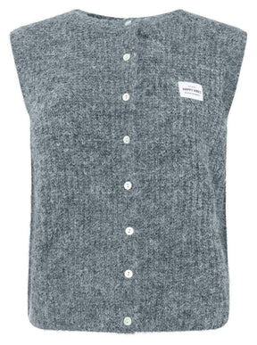 Zwillingsherz Strickweste "Knöpfe & Patch" - Dunkelgrau