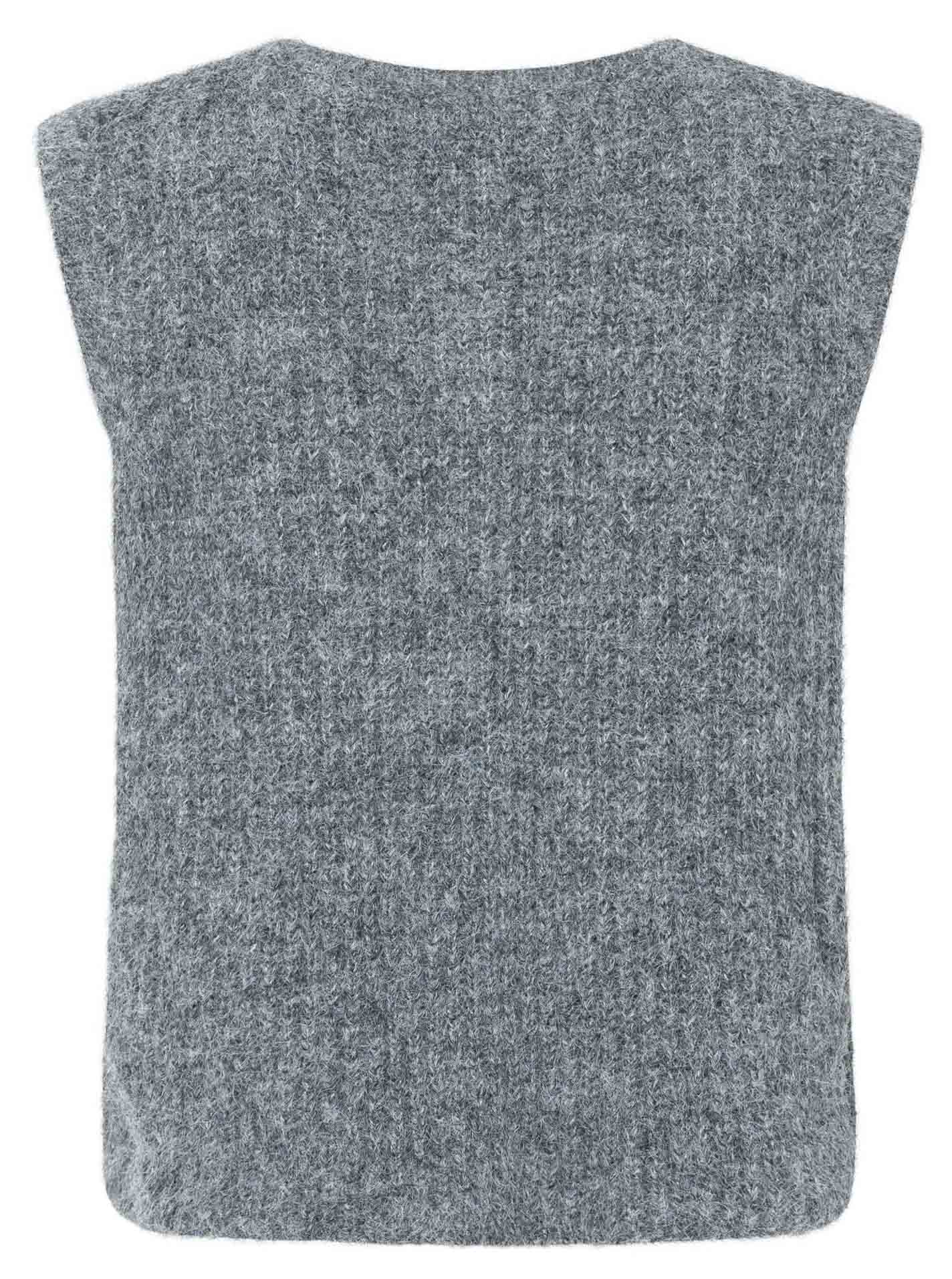 Zwillingsherz Strickweste "Knöpfe & Patch" - Dunkelgrau