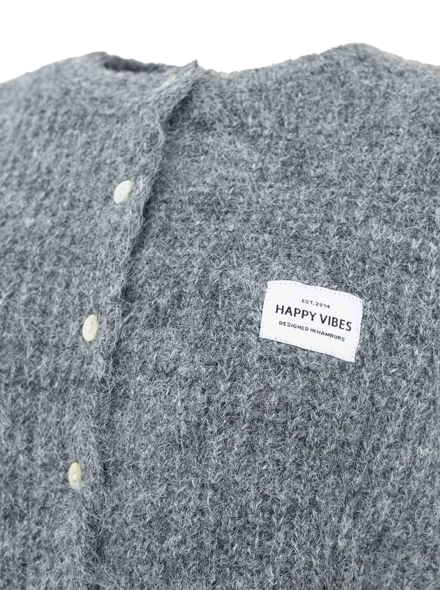 Zwillingsherz Strickweste "Knöpfe & Patch" - Dunkelgrau