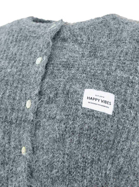 Zwillingsherz Strickweste "Knöpfe & Patch" - Dunkelgrau