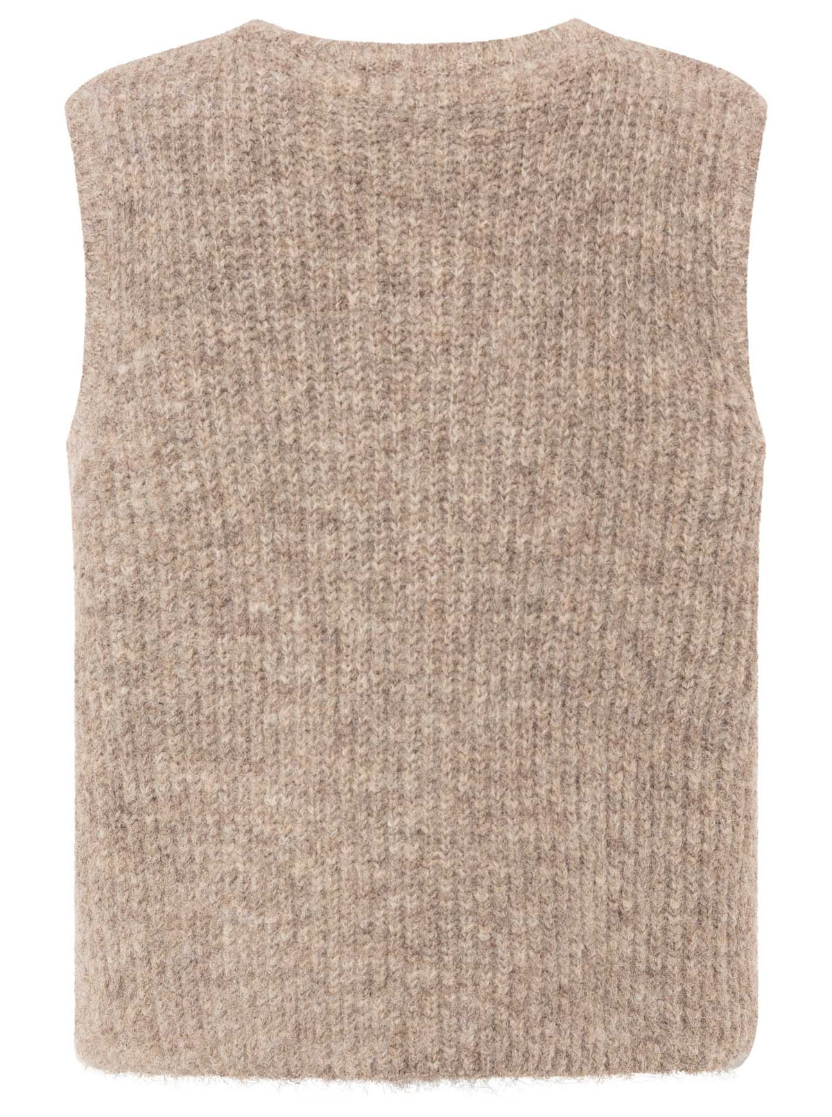 Zwillingsherz Strickweste "Knöpfe & Patch" - Hellbraun