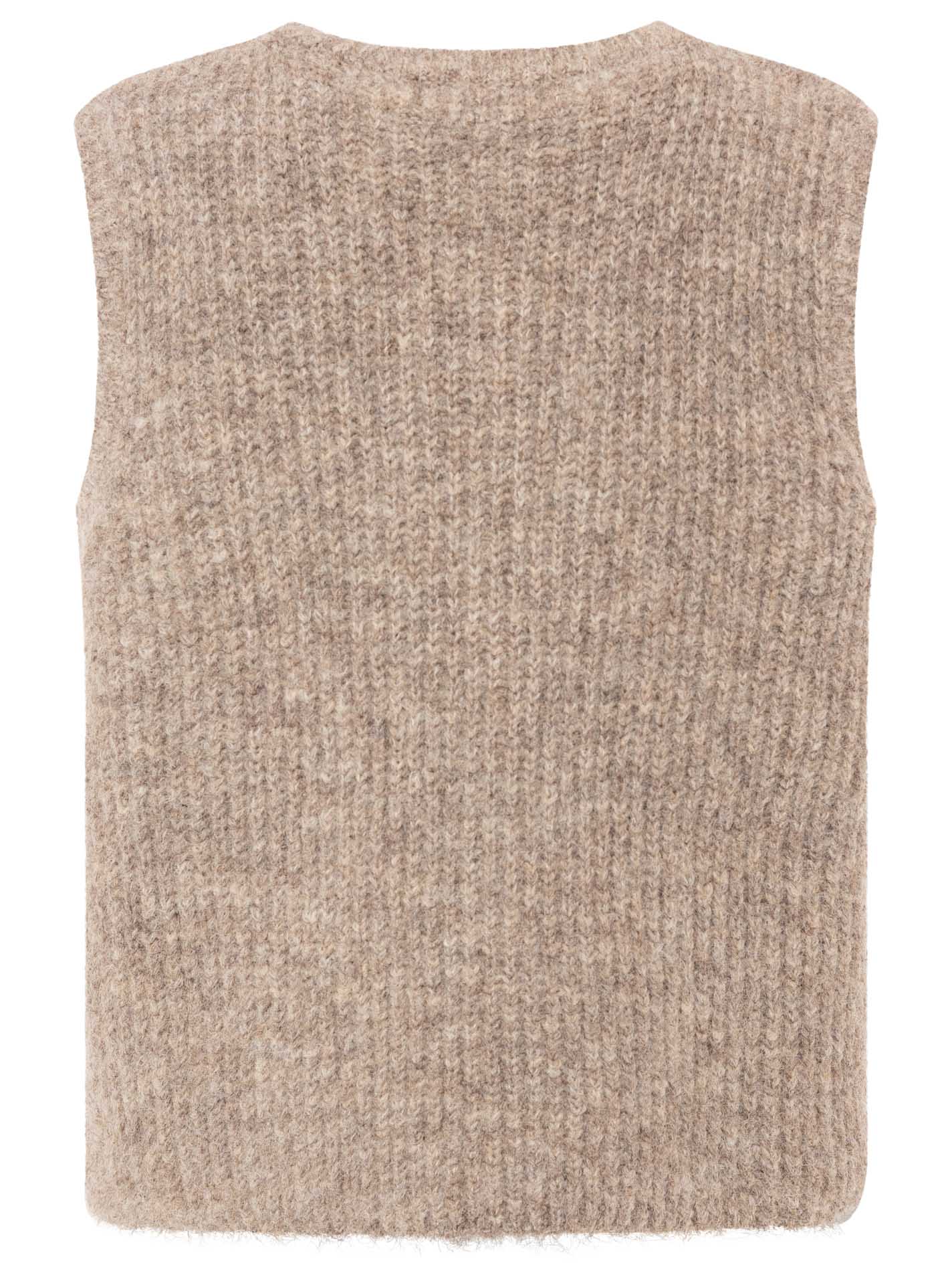 Zwillingsherz Strickweste "Knöpfe & Patch" - Hellbraun