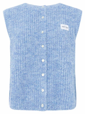 Zwillingsherz Strickweste "Knöpfe & Patch" - Jeans