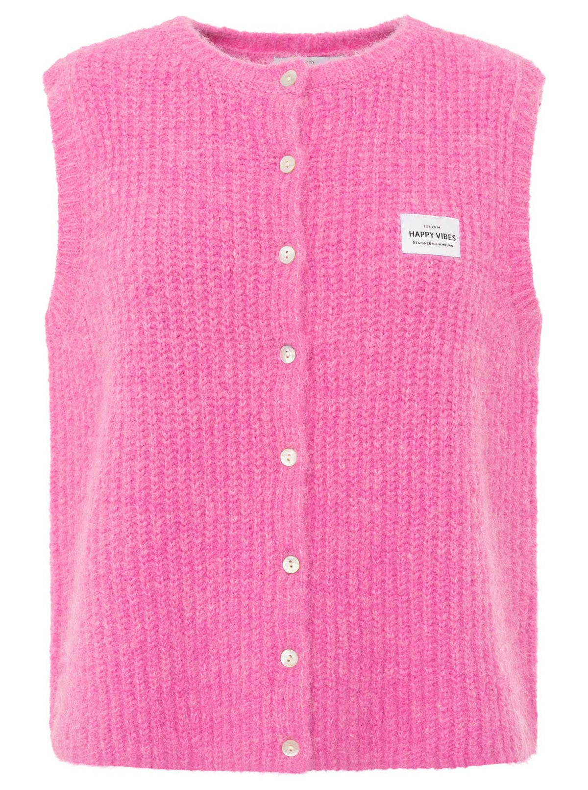 Zwillingsherz Strickweste "Knöpfe & Patch" - Pink