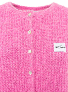 Zwillingsherz Strickweste "Knöpfe & Patch" - Pink