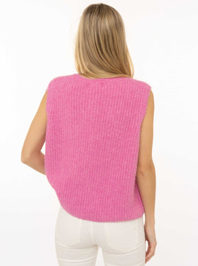 Zwillingsherz Strickweste "Knöpfe & Patch" - Pink