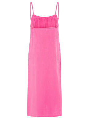 Zwillingsherz - Musselin Kleid lang Spaghettiträger - Pink