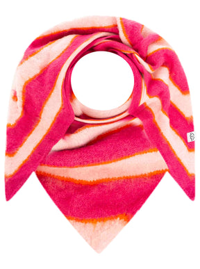 Zwillingsherz Dreieckstuch Strick Fluffy Stripe Neonpink Detail